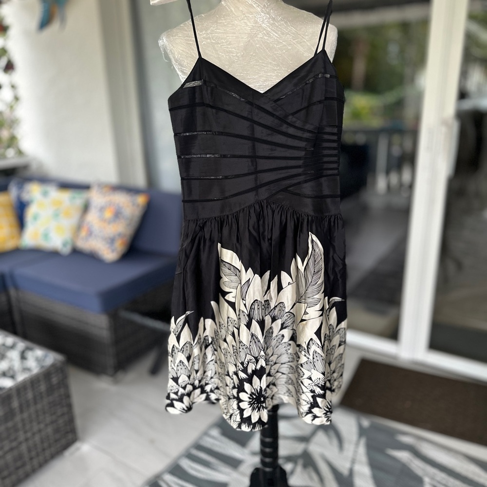 Adrianna Papell Black Striped Dress